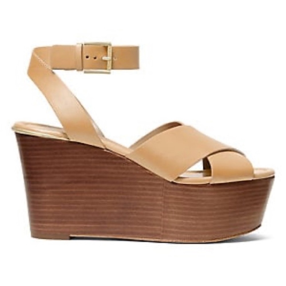 Michael Kors Abbott Wood Wedge Sandals - Picture 2 of 12